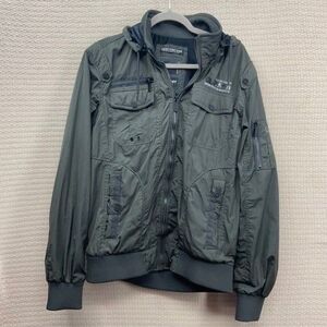 VTG GloStory Military Green Hooded Full Zip Aviator‎ Bomber Jacket Men Size XL